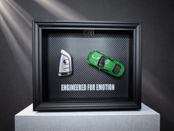 DORI motyvacinis paveikslas su BMW M rakteliu ir fraze Power Meets Control